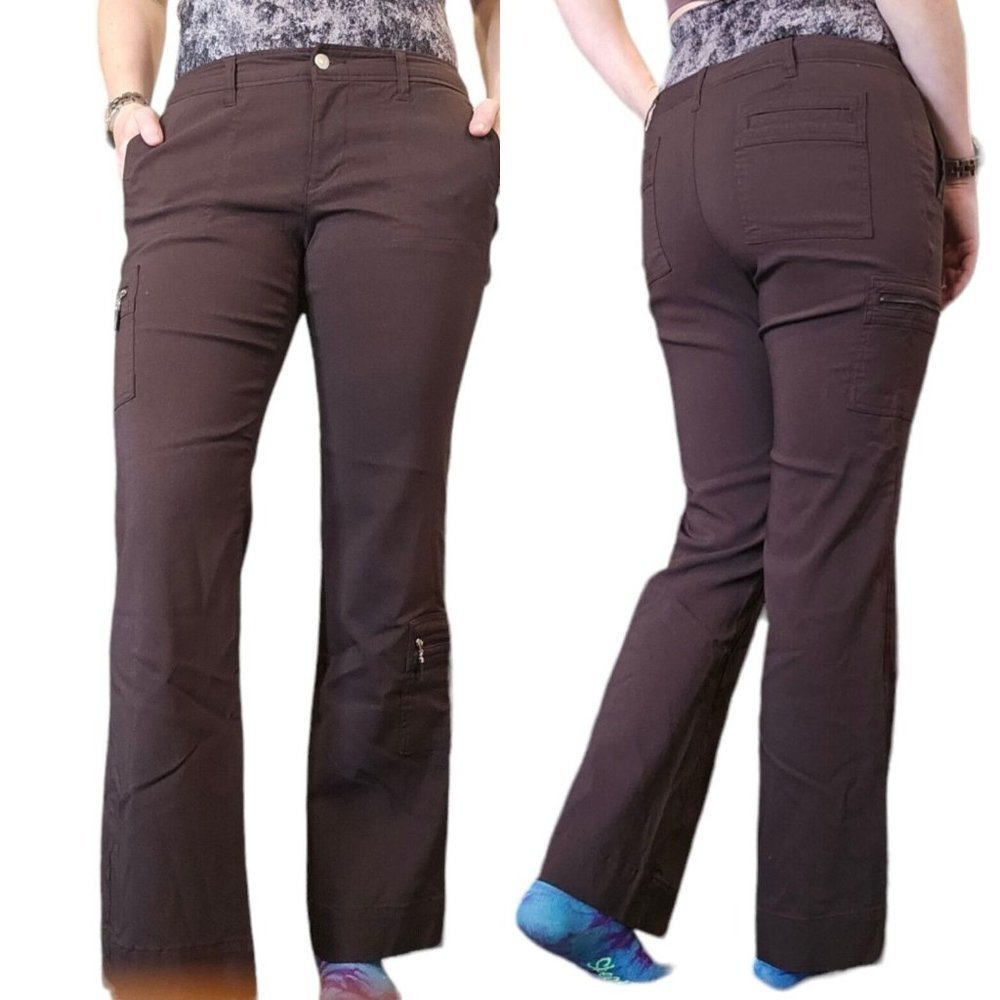 Vintage 90s Y2K‎ Sz 6 Brown Cargo Pants Bootcut Inseam 29.5"